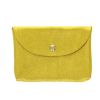 Petit porte-cartes cuir jaune