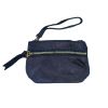 Porte-monnaie cuir double zip bleu foncé