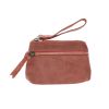 Porte-monnaie cuir double zip vieux rose