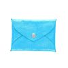 Porte-monnaie enveloppe cuir bleu turquoise