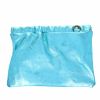Sac pochette cuir bleu turquoise pailleté
