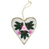 Suspension de Noël cœur fleuri rose
