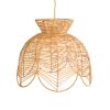 Suspension luminaire en rotin forme tulipe 
