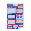 Planches de stickers pour fournitures bleu et rouge