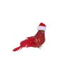 Oiseau à clipser rouge à paillettes avec bonnet Noël