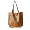 Sac cabas en cuir irisé bronze doré