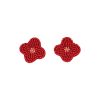Boucles d'oreilles en perles fleurs rouges clips - Trouville