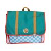 Cartable d'école vert et damier - Dans les airs