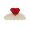 Pince à cheveux crabe écrue et cœur rouge