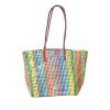 Sac cabas tressé rayé multicolore