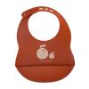Bavoir silicone marron pommes - Petit déj