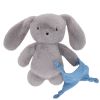Peluche lapin gris et son doudou bleu