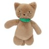 Peluche chat marron et bandana vert