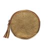 Porte-monnaie rond en cuir bronze irisé