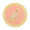 Assiette en mélamine rose et jaune rayée - Olympe