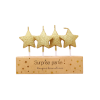 Bougies étoiles à paillettes dorées