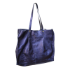 Grand sac cabas en cuir irisé bleu nuit