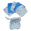 Lot de 5 lingettes lavables fleuries bleu et rose - Joli Paon