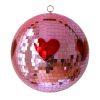 Boule disco à facettes rose cœurs rouges 30 cm