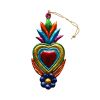 Suspension cœur ex-voto fleur bleue