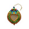 Suspension petit miroir cœur ex-voto vert