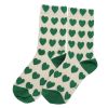 Chaussettes femme à paillettes coeurs verts