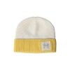 Bonnet en tricot coton écru et jaune 0-3 mois - Petites Souris