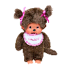 Peluche kiki le singe classique fille bavoir rose