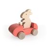 Voiture lapin en bois corail 