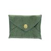 Porte-monnaie enveloppe cuir vert olive