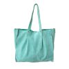 Sac cabas en cuir turquoise