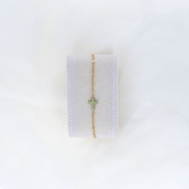 Bracelet doré croix verte