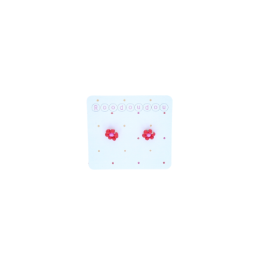 Boucles d'oreilles petites marguerites rouge