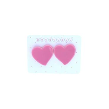 boucles d'oreilles coeur rose bonbon