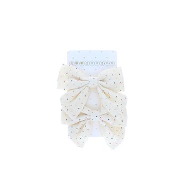 Lot de 2 barrettes à nœud crème à pois 