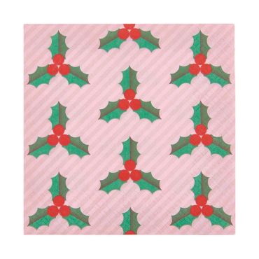Lot serviettes en papier houx noel