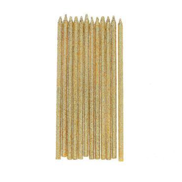 lot de 12 bougies à paillettes dorées