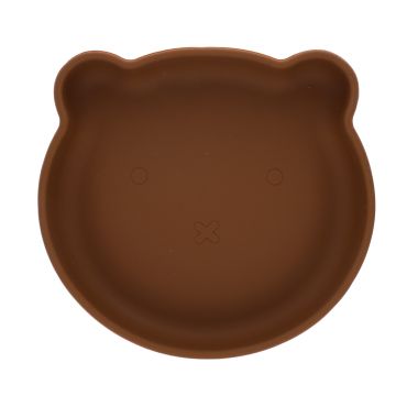 assiette ours silicone marron