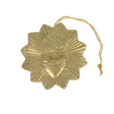 suspension ronde en laiton coeur ex-voto