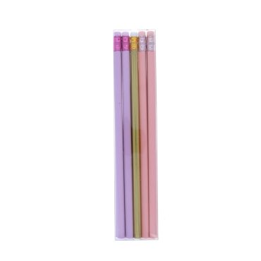 crayons à papier rose, doré et violet