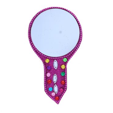 miroir artisanal rose à paillettes et perles noel delhi d'antan