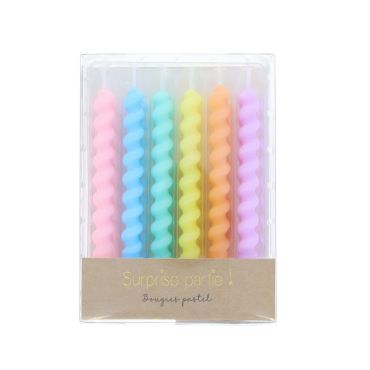 bougies gateau anniversaire torsadées pastel