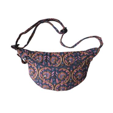 sac banane block print bleu
