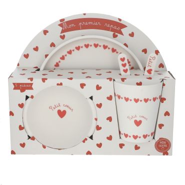 Set vaisselle petit coeurs rouges