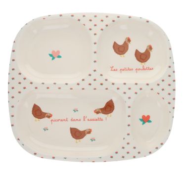 assiette à compartiments la petite poule rousse repas bébé