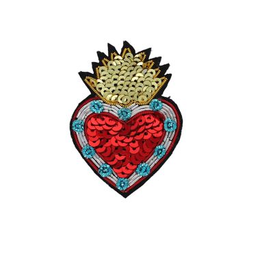broche ex-voto coeur rouge et doré