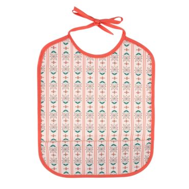 bavoir imperméable fleuri rose