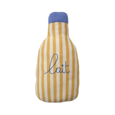coussin en tricot rayé bouteille de lait