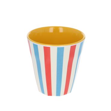 grand verre en mélamine à rayures bleu et rouge