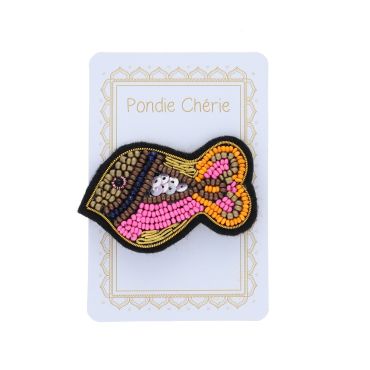 broche femme en perles poisson